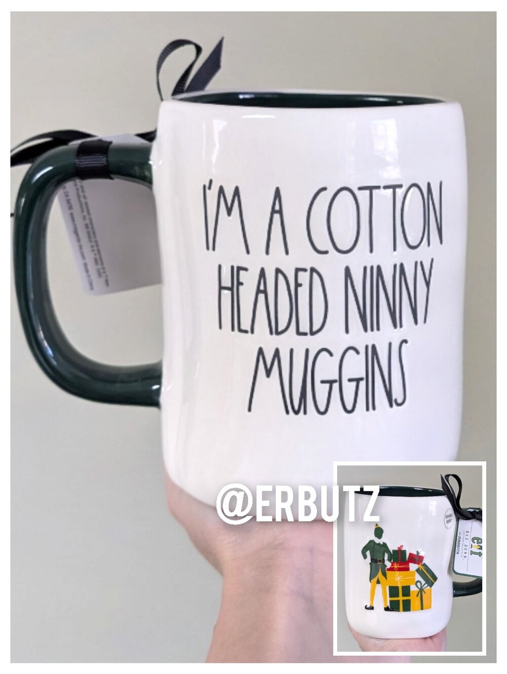 Rae Dunn x Elf IM A COTTON HEADED NINNY MUGGINS Buddy Mug, Double Sided 🧝